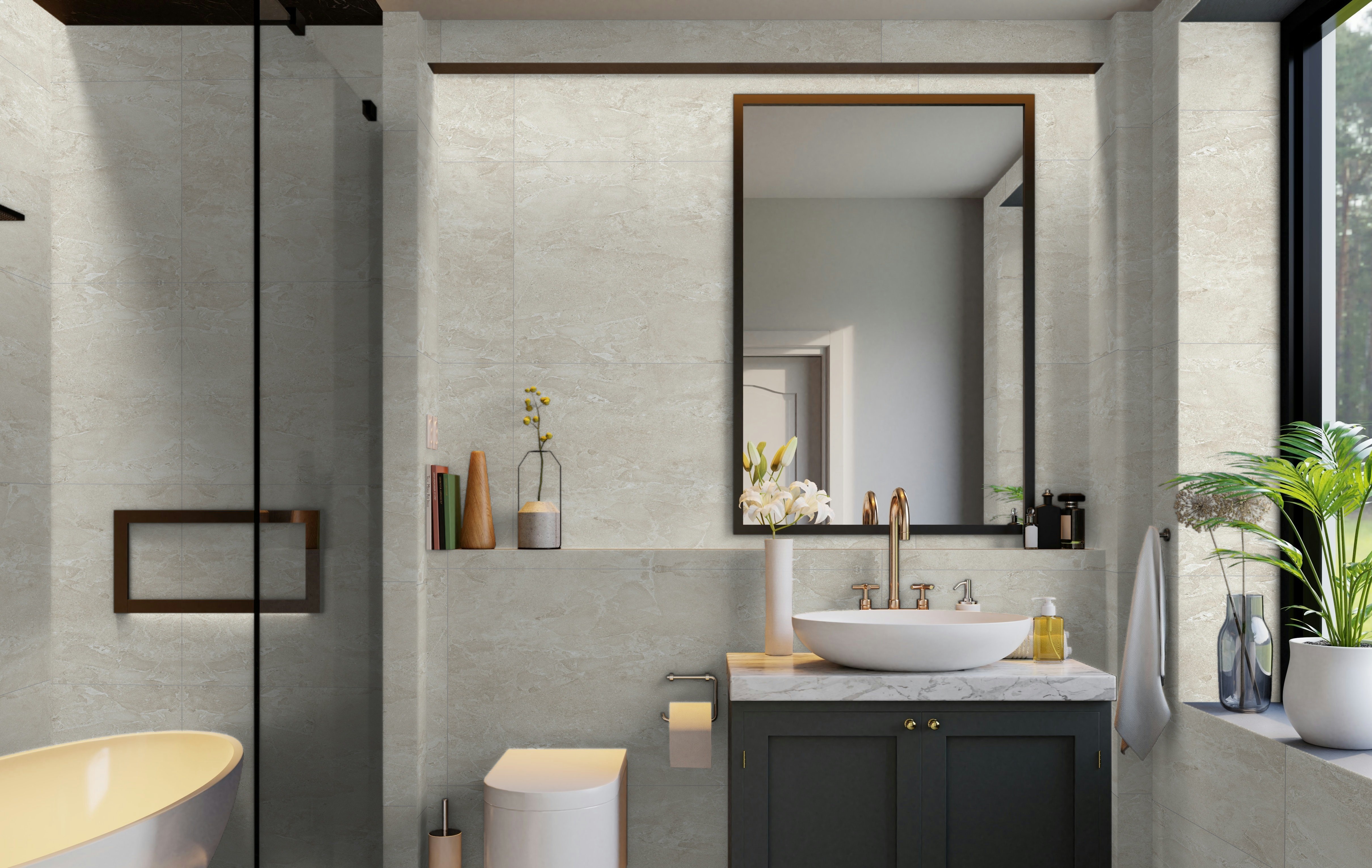 Avalon Rock Arena C2 Beige Wall and Floor Tiles Matt Porcelain Stone Effect Roca 120X120CM image 27091