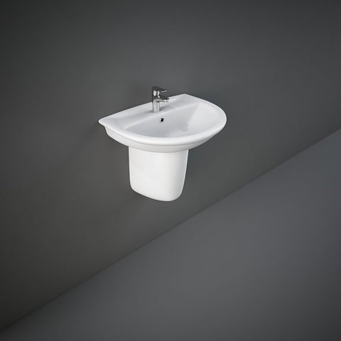 RAK-KARLA Wash Basin Half Pedestal Alpine White Ivory image 9490