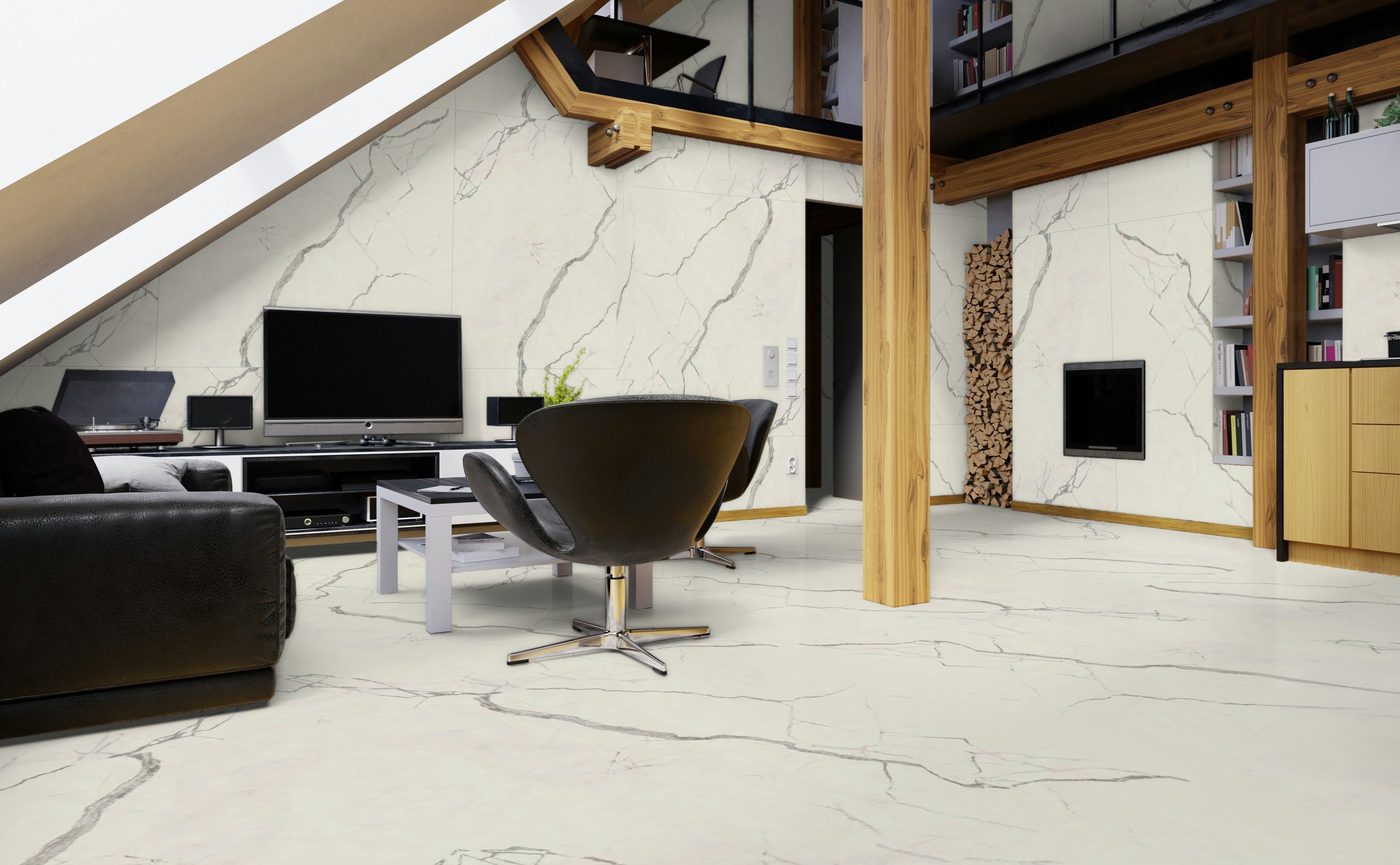 Foyer Clear Polished White Wall and Floor Tiles Glossy Porcelain Marble Effect MARCA CORONA 120X120CM image 27259