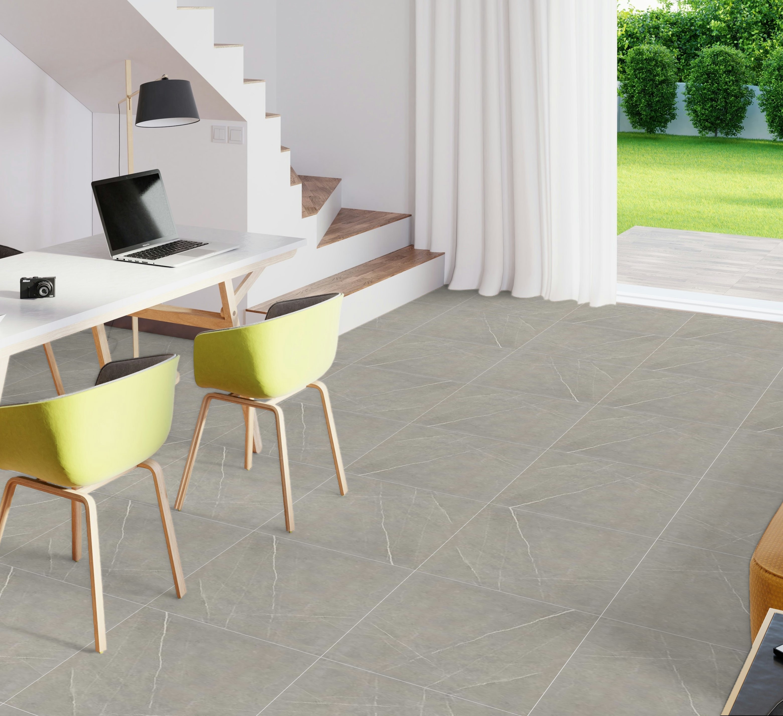 Pietra Grey Wall and Floor Tiles Glossy Porcelain Marble Effect RAK 60X60CM image 26992