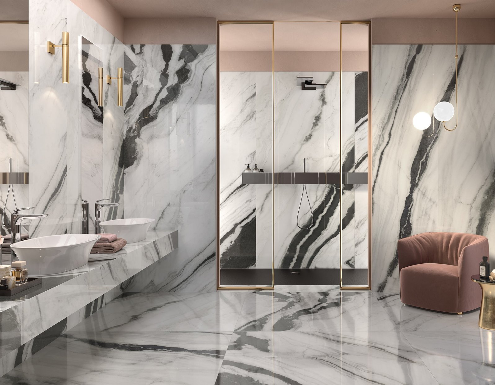 Panda Marble White Wall and Floor Tiles Lappato Porcelain RAK 60X120CM image 24614