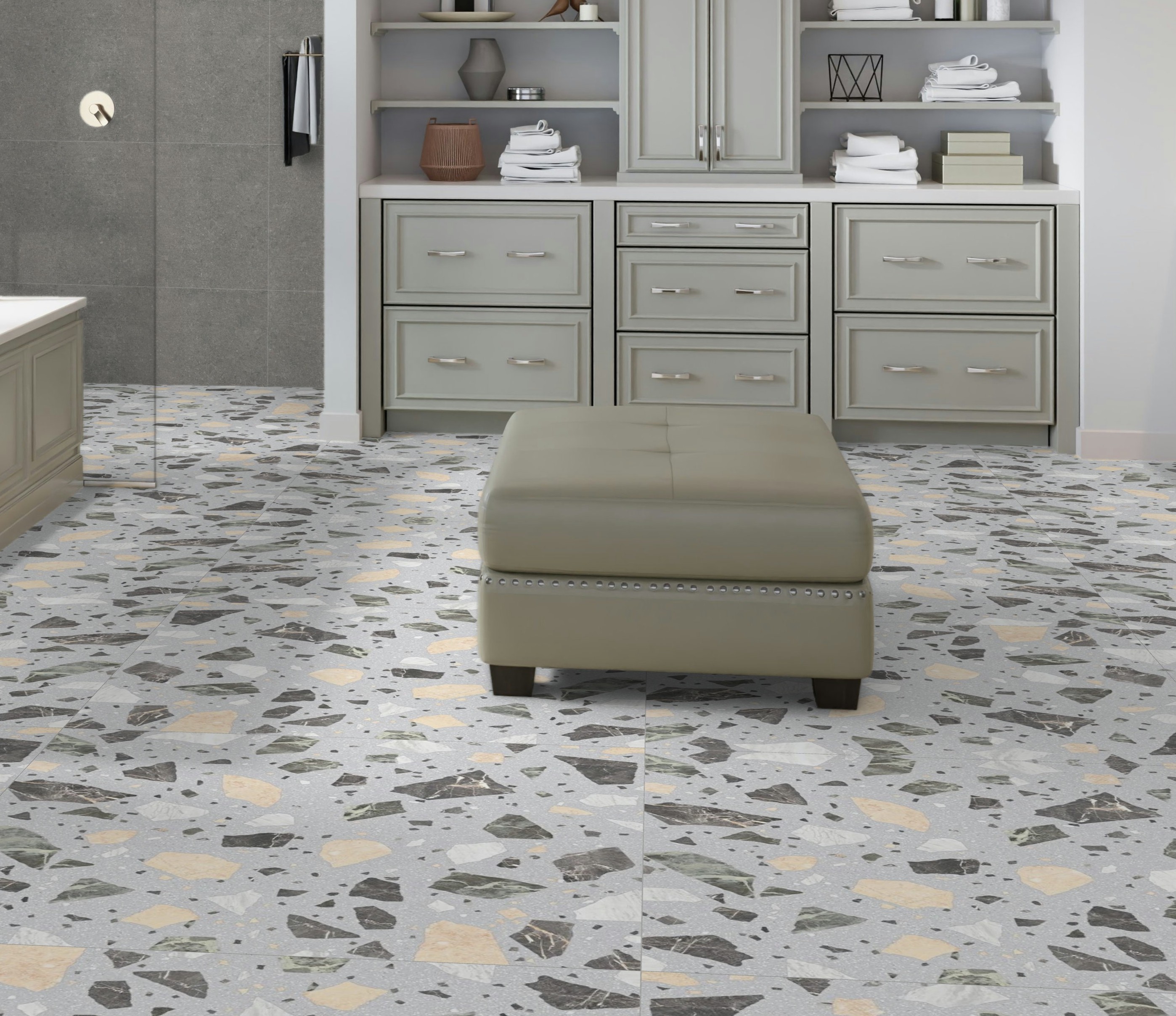 Resincrete Palladiano Fon Naturel Gri Natural Grey Wall and Floor Tiles Matt Porcelain Marble Effect Vitra 120X120CM image 28273