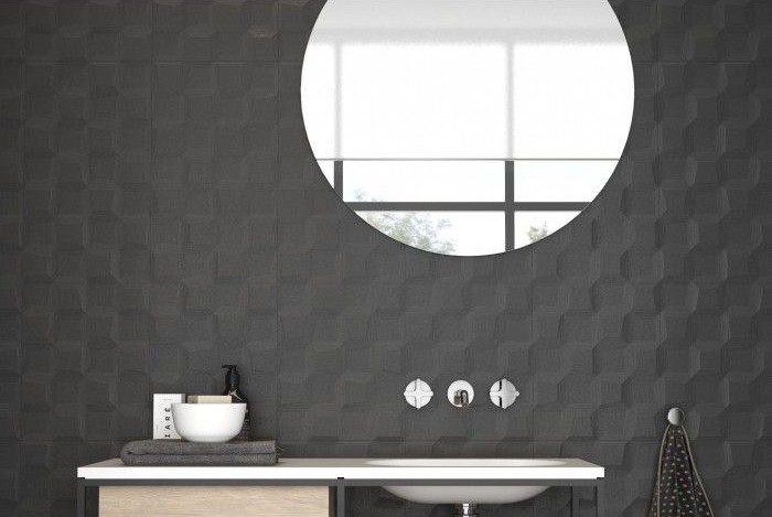 Sector Negro Brilliant Black Wall Tiles Glossy Ceramic Texture Effect SALONI 29.50X90CM image 24106