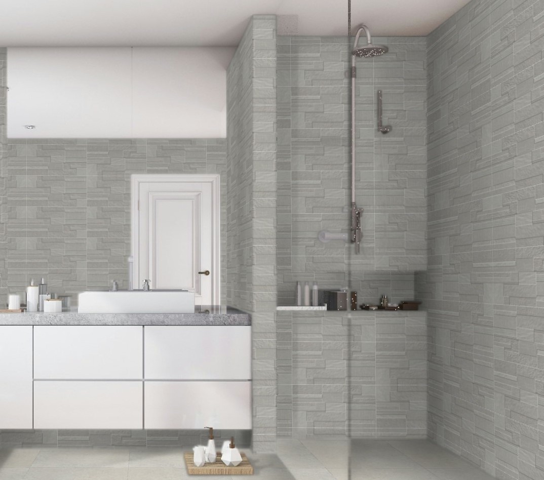 Rev. Shake Grey Move Wall Tiles Matt Ceramic Texture Effect SALONI 31X60CM image 24969