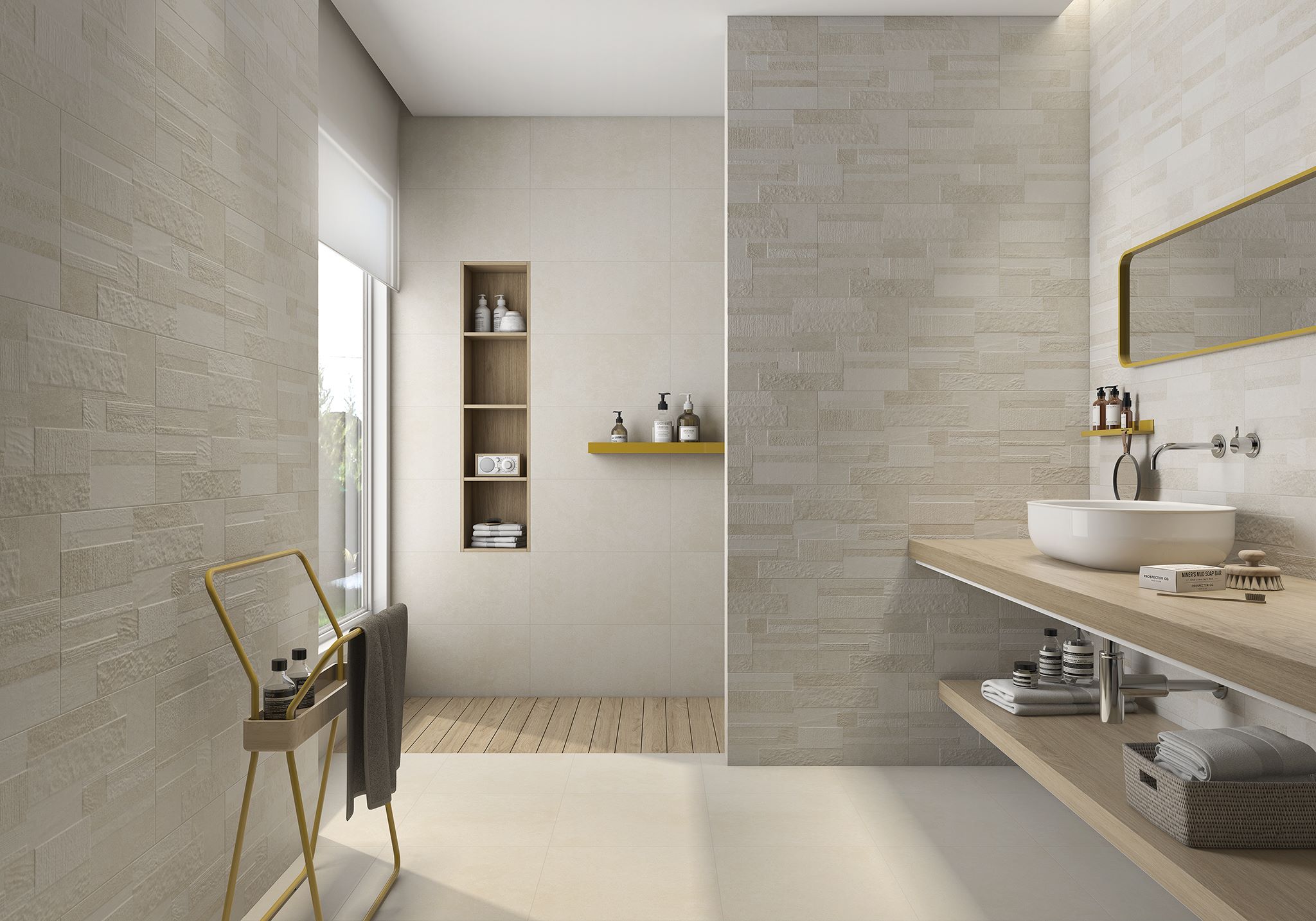 Rev. Shake Ivory Move Wall Tiles Matt Ceramic Texture Effect SALONI 31X60CM image 24173