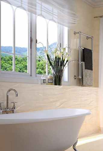 Marmaria Rev. Arcadia Waters Ivory Wall Tiles Glossy Ceramic Texture Effect SALONI 29.50X90CM image 24152