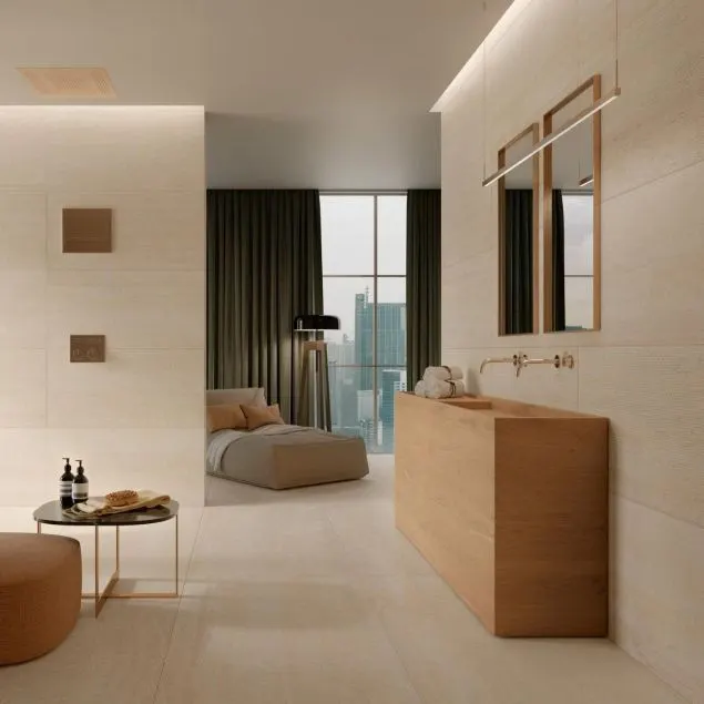 Mystone Travertino Navona Lux Light Beige Wall and Floor Tiles Matt Porcelain Stone Effect MARAZZI 60X120CM image 30058