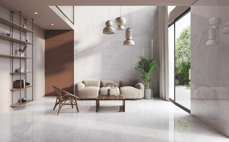 Nabina Ceramic | Ony Canvas Ivory Wall and Floor Slabs Polished ...