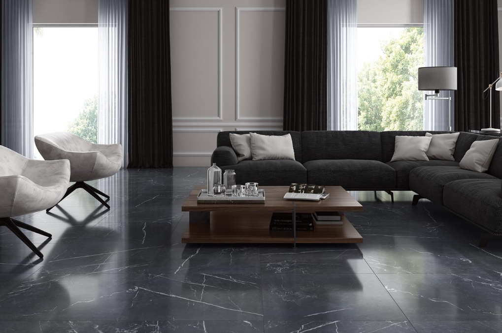 Cerius Black Orion Wall and Floor Tiles Lappato Porcelain Marble Effect RAK 60X120CM image 13866