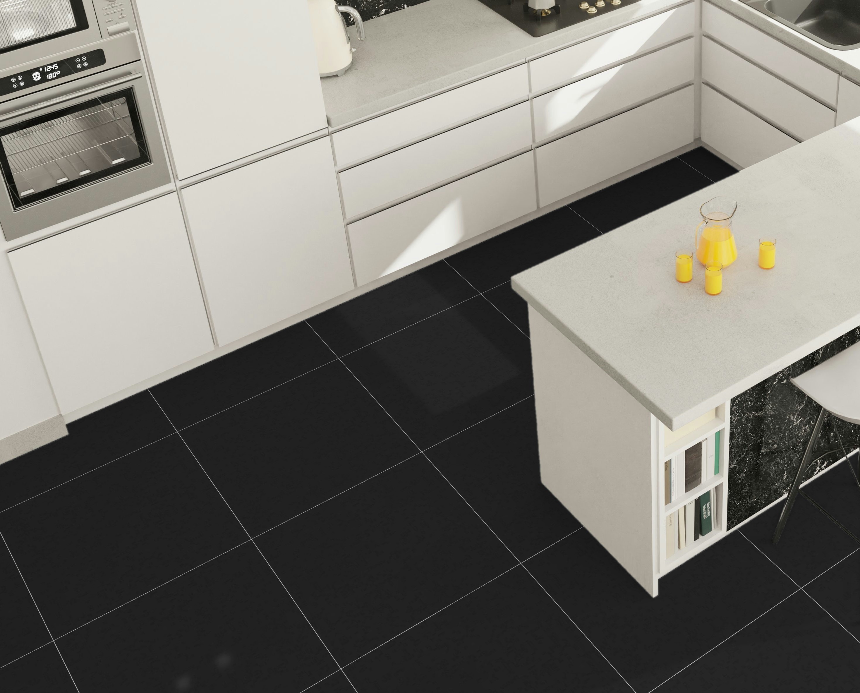 Unicolor Black Wall and Floor Tiles Glossy Porcelain Colours Effect RAK 60X60CM image 24641