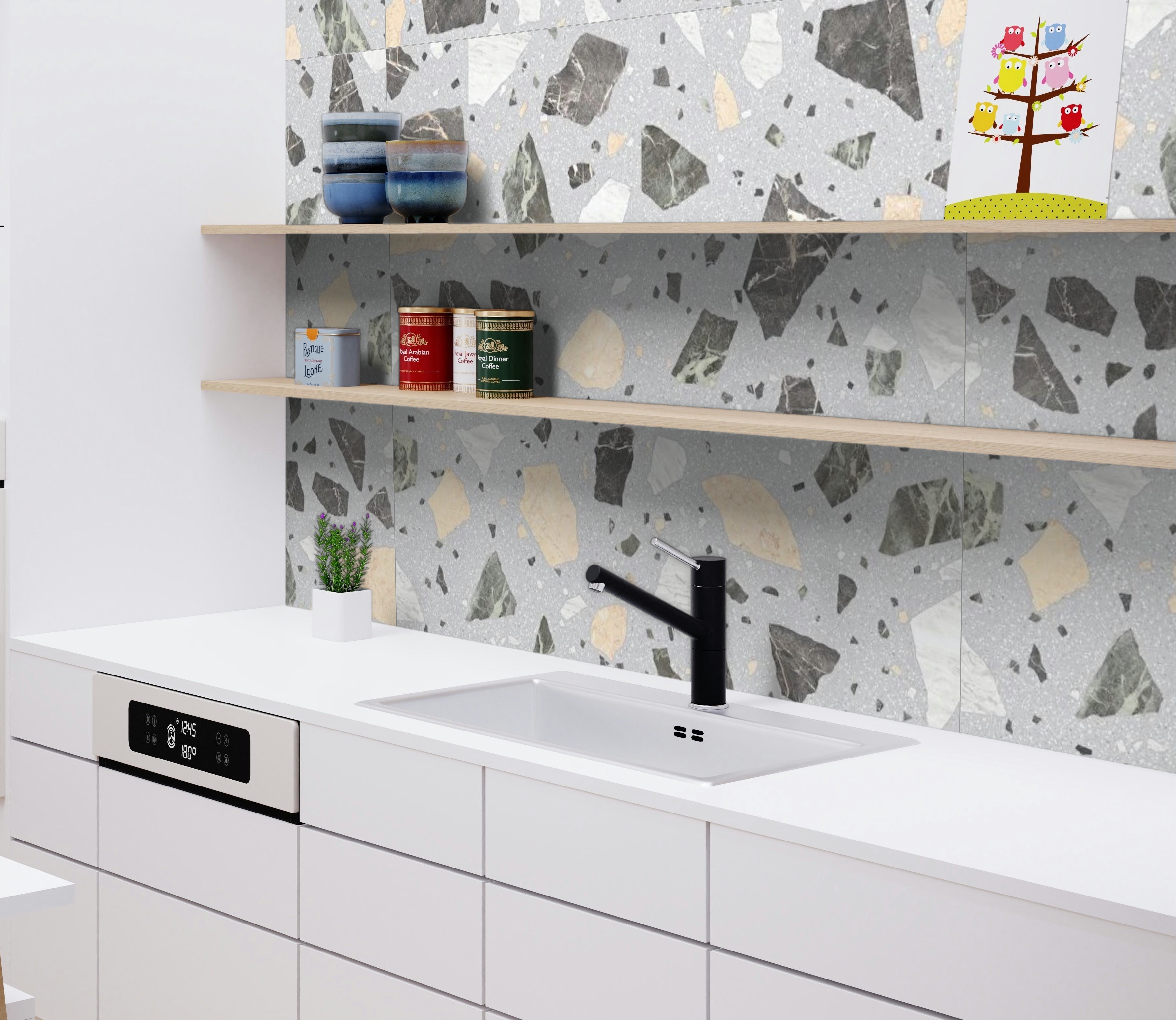 Resincrete Palladiano Fon Naturel Gri Natural Grey Wall and Floor Tiles Matt Porcelain Marble Effect Vitra 120X120CM image 28274