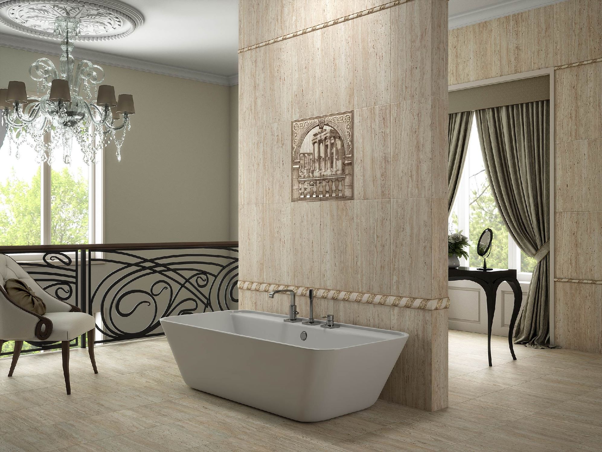 Tivoli Brillo Crema Ivory Wall Tiles Matt Ceramic Marble Effect SALONI 31X60CM image 24111