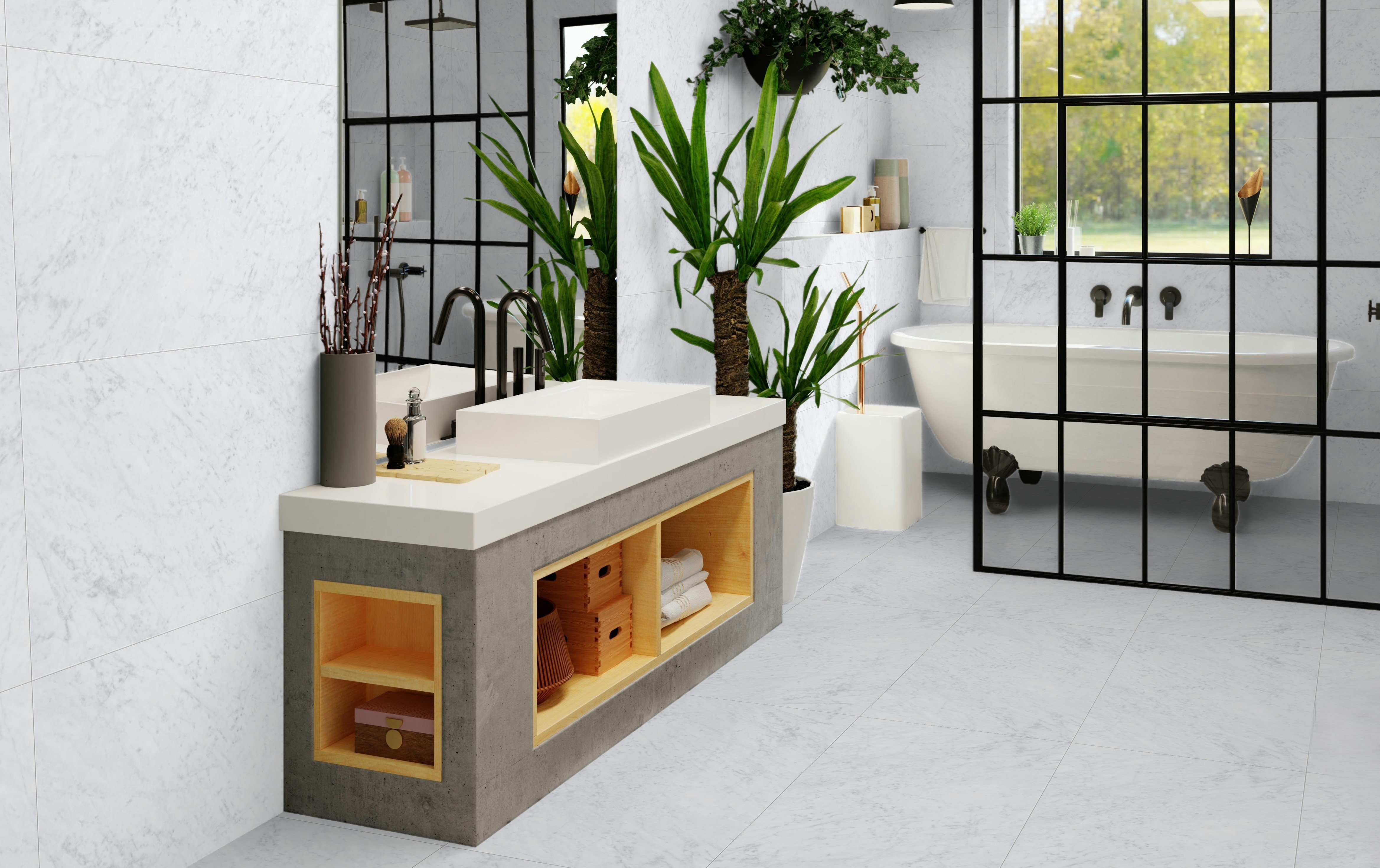 Marmori Carrara White Wall and Floor Tiles Matt Porcelain Marble Effect Vitra 59.70X119.70CM image 27061