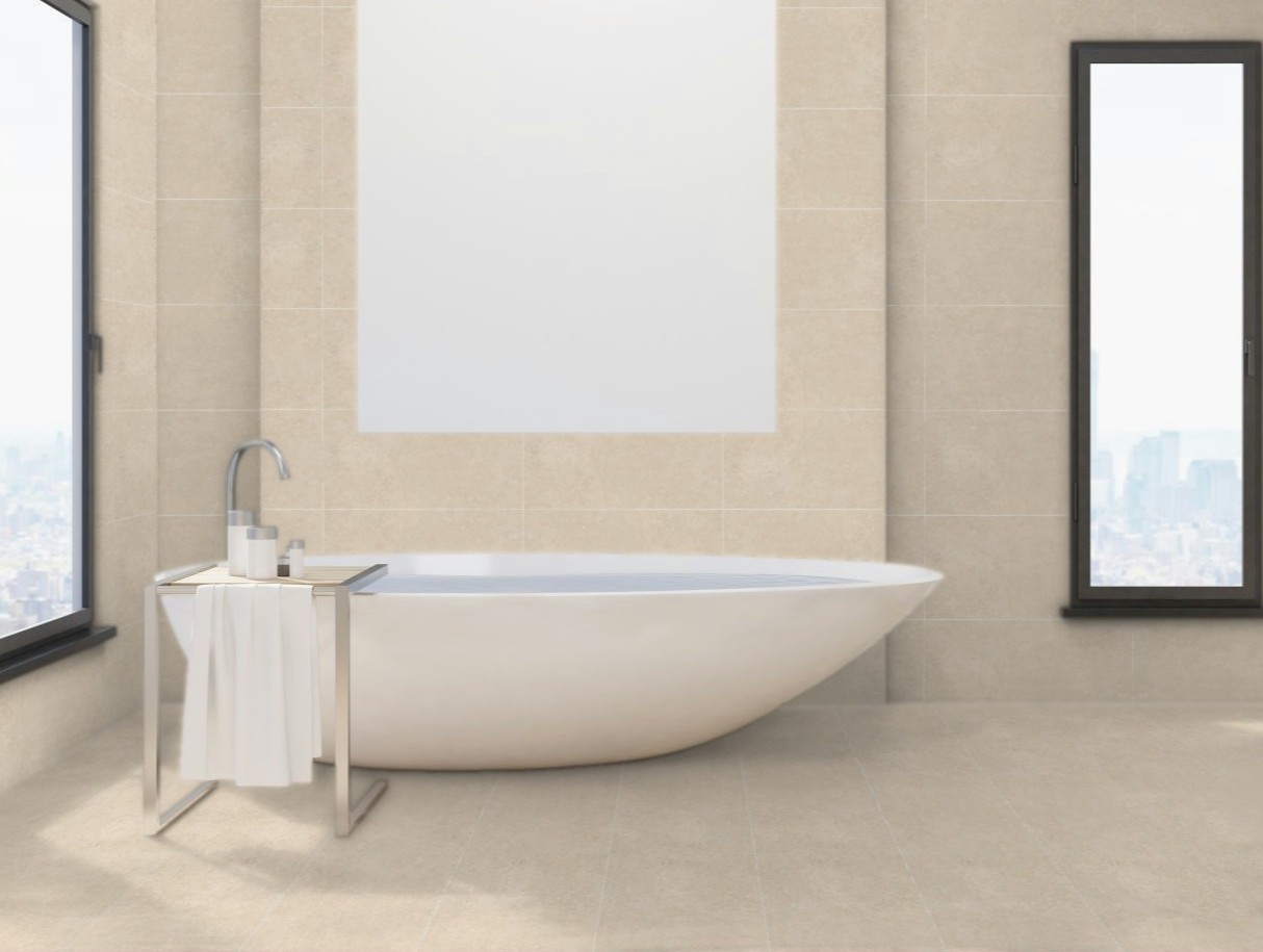 Newcon Cream Ivory Wall and Floor Tiles Matt Porcelain Stone Effect Vitra 30X60CM image 27034