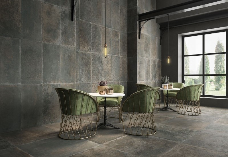 Compass Bronce Foundry Grey Wall and Floor Tiles Matt Porcelain Texture Effect SALONI 45X90CM image 14362