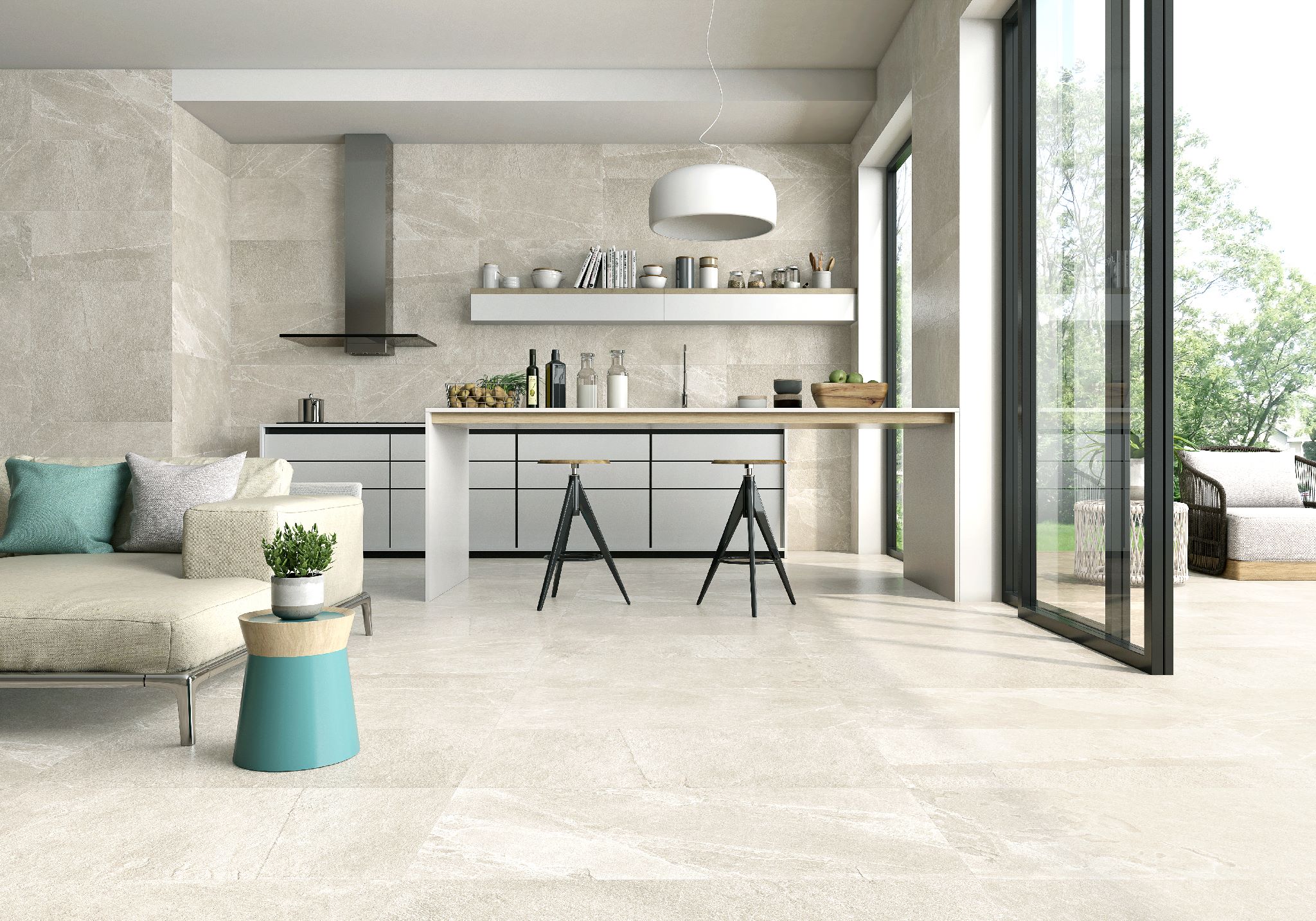 Nabina Ceramic | Slate Floor Ivory Matt Porcelain Concrete Effect ...