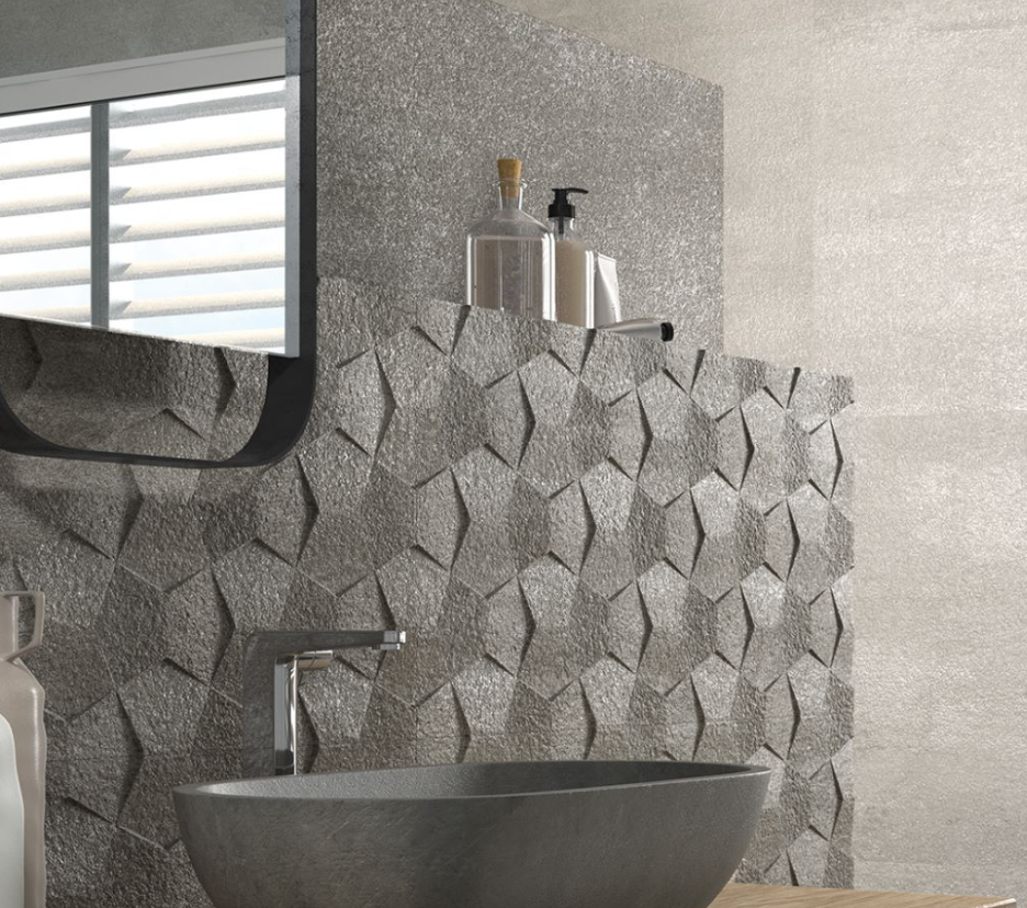 Rev. Kore Ash Moon Grey Wall and Floor Tiles Matt Porcelain Texture Effect SALONI 45X90CM image 24109