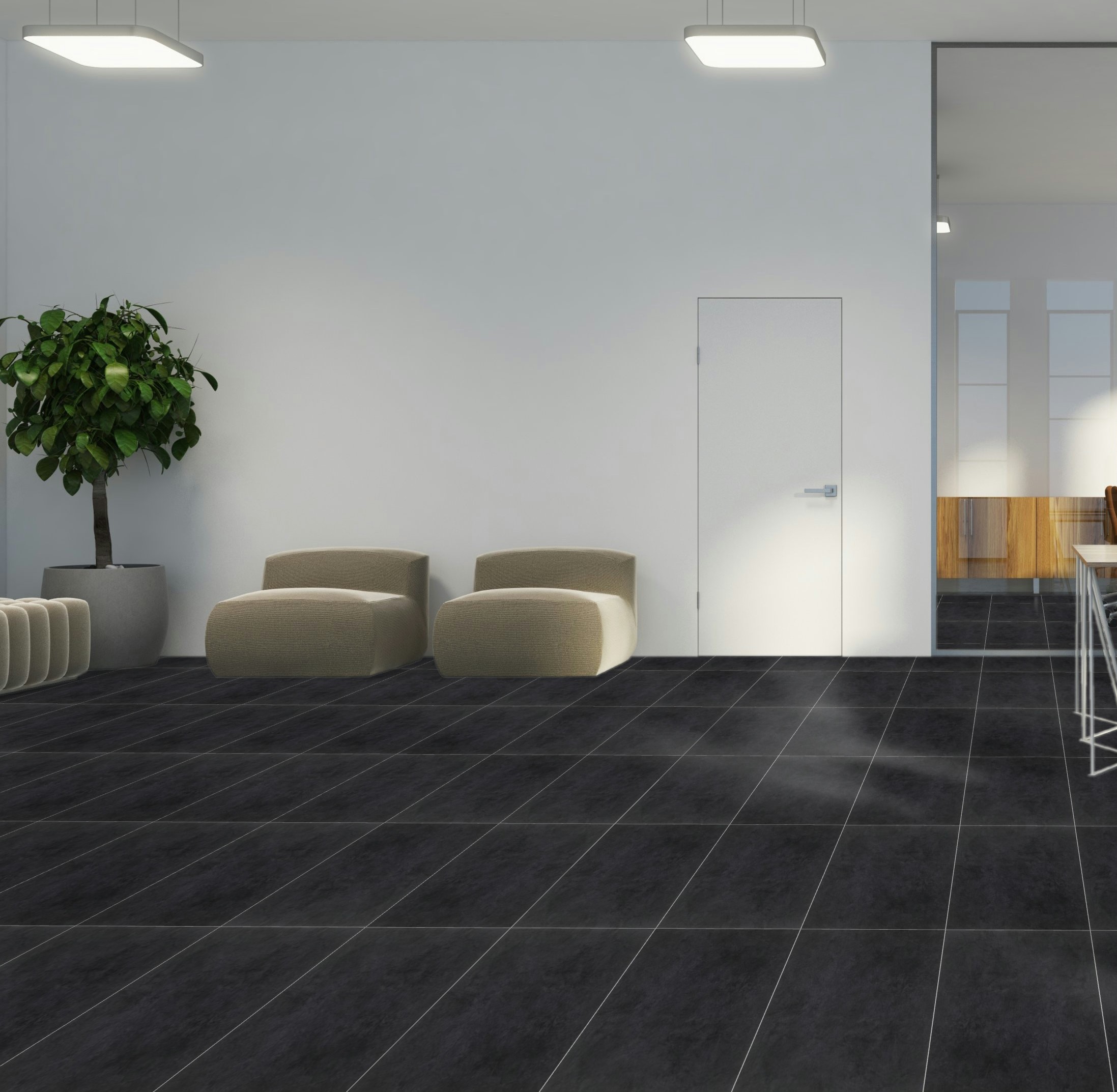 Habitat Nero Flowers Black Wall and Floor Tiles Matt Porcelain Concrete Effect BATIK 30X60CM image 27403