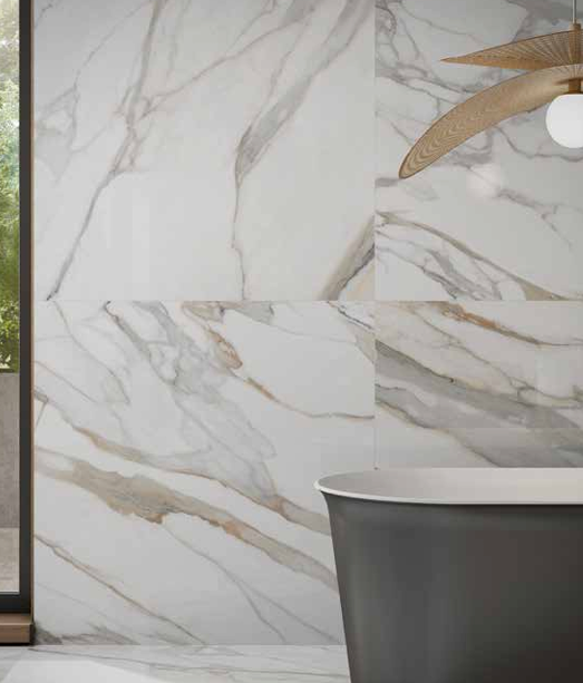 Marble Treviso White Wall and Floor Tiles Glossy Porcelain RAK 60X60CM image 24354