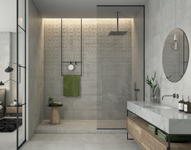 Duran Pav. Ceniza Silver Wall and Floor Tiles Matt Porcelain Cement Effect SALONI 45X90CM image 24269