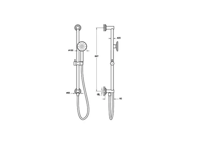 Hand Shower Set Matt Black Origin Classic measurement
