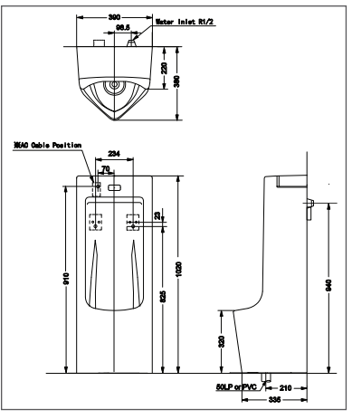 Floor Mounted Urinal measurement
