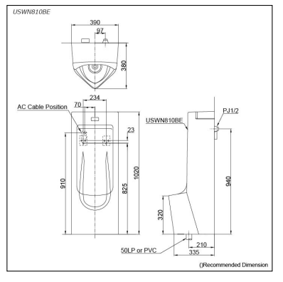 Floor Mounted Urinal measurement