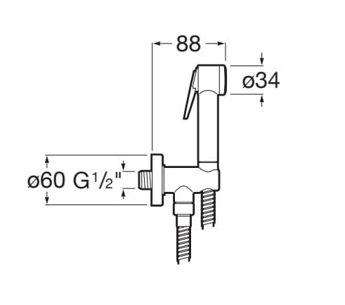 Be Fresh Bidet shower kit Chrome measurement