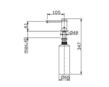 Soap Dispenser- Brushed French Gold measurement