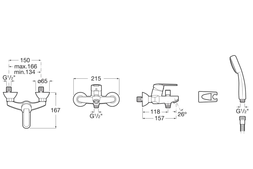 Wall-mounted bath-shower mixer with automatic diverter measurement