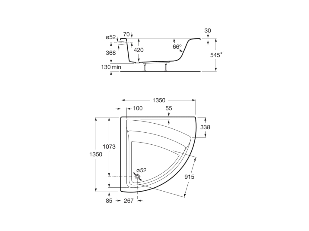 Built in Bathtubs White Easy measurement