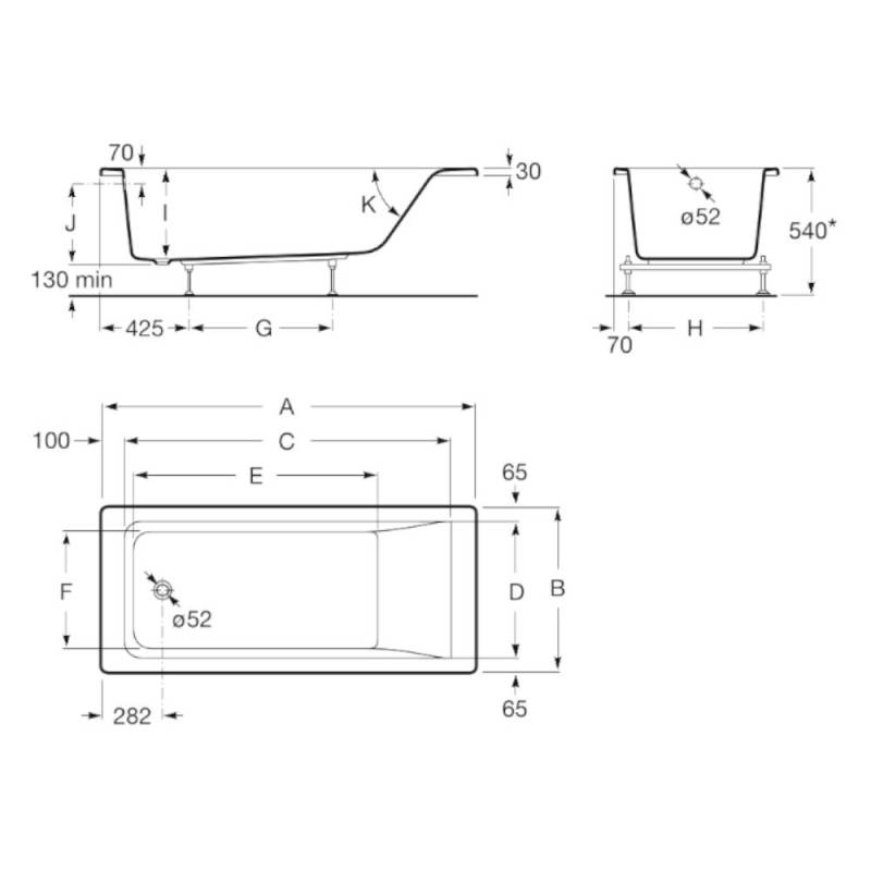 Built in Bathtubs White Easy measurement