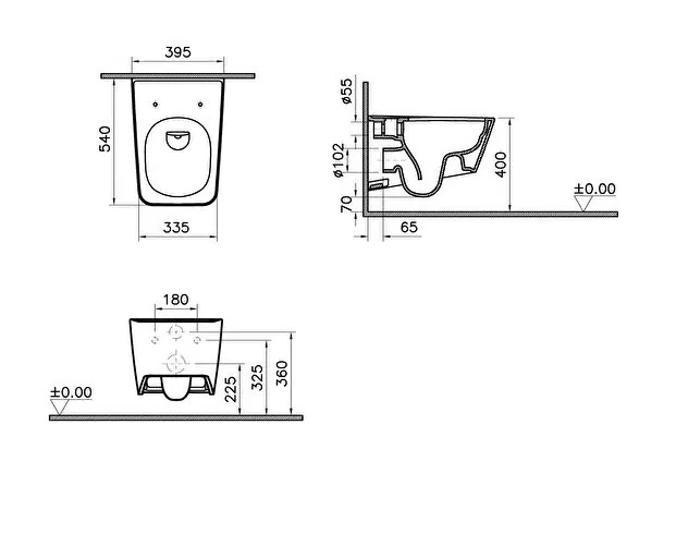 مرحاض معلق على الحائط ابيض ايكوال measurement