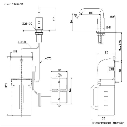 Soap Dispenser Nickel Chrome measurement