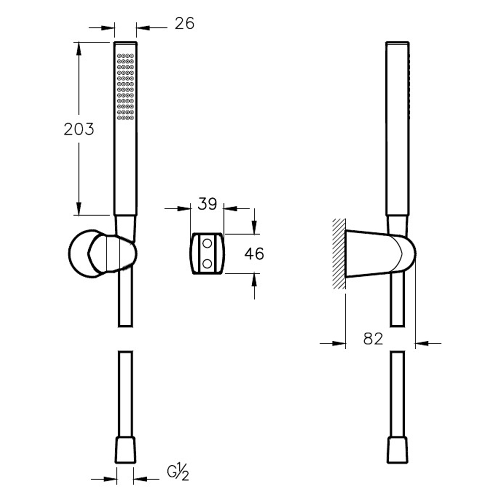 Hand Shower Chrome measurement