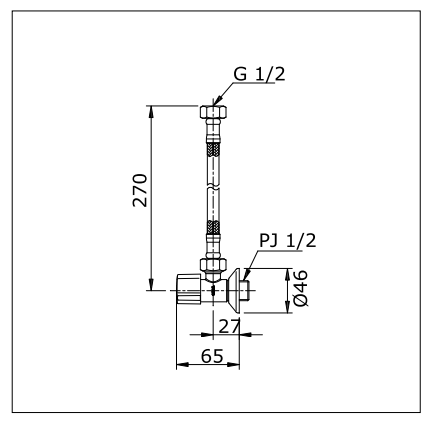 Stop Valve with Flexible Hose measurement