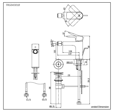Bidet Mixers measurement