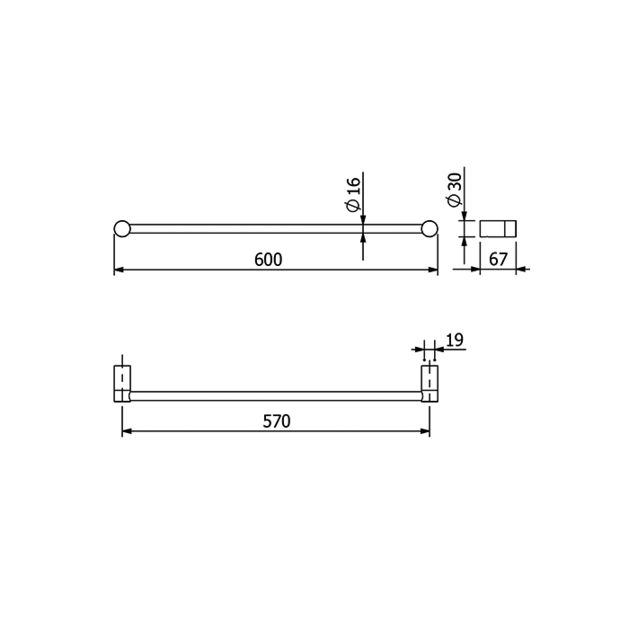 حامل مناشف كلودي فيلا R برونز مصقول measurement