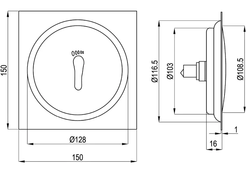 Push Type Floor Drain measurement