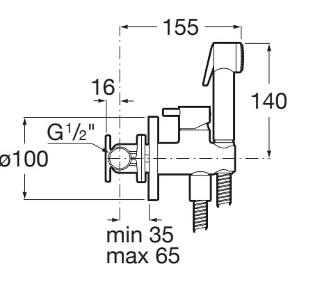 Be Fresh Bidet shower kit mixer measurement