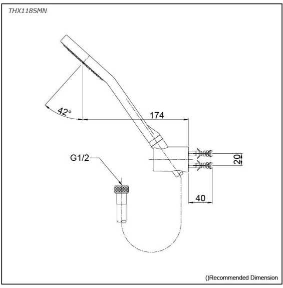 Hand shower Nickel Chrome Mono measurement