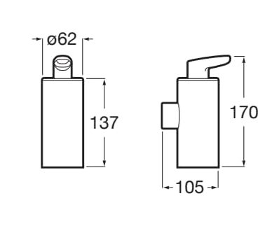 Hotels Wall-mounted gel dispenser, Chrome measurement