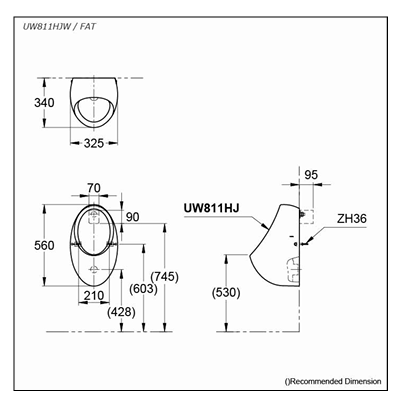 وعاء مبولة معلق على الحائط ابيض measurement