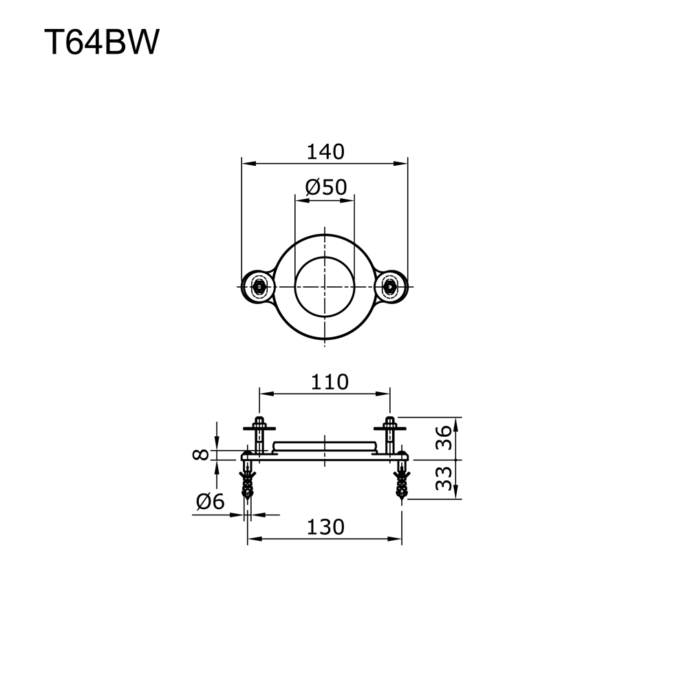 Wall Flange With Seal Gasket measurement