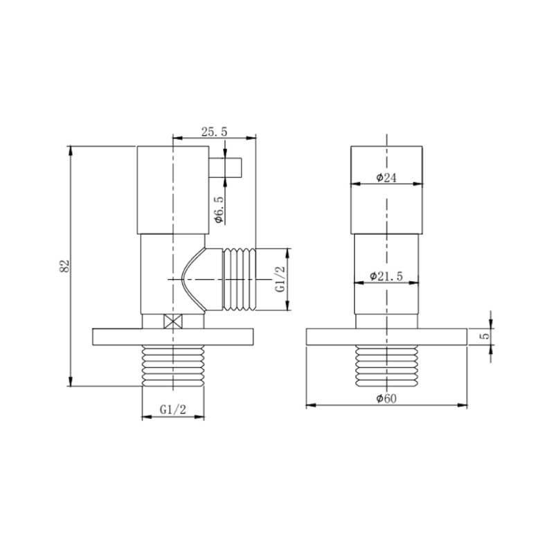 Angle Valve Gold measurement