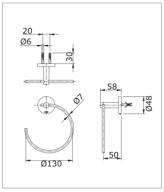 Towel Ring - Polished Rose Gold measurement