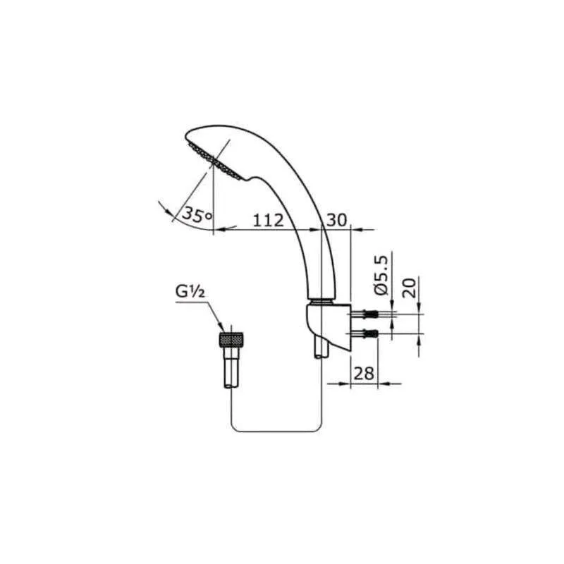 Hand Shower Set Chrome measurement